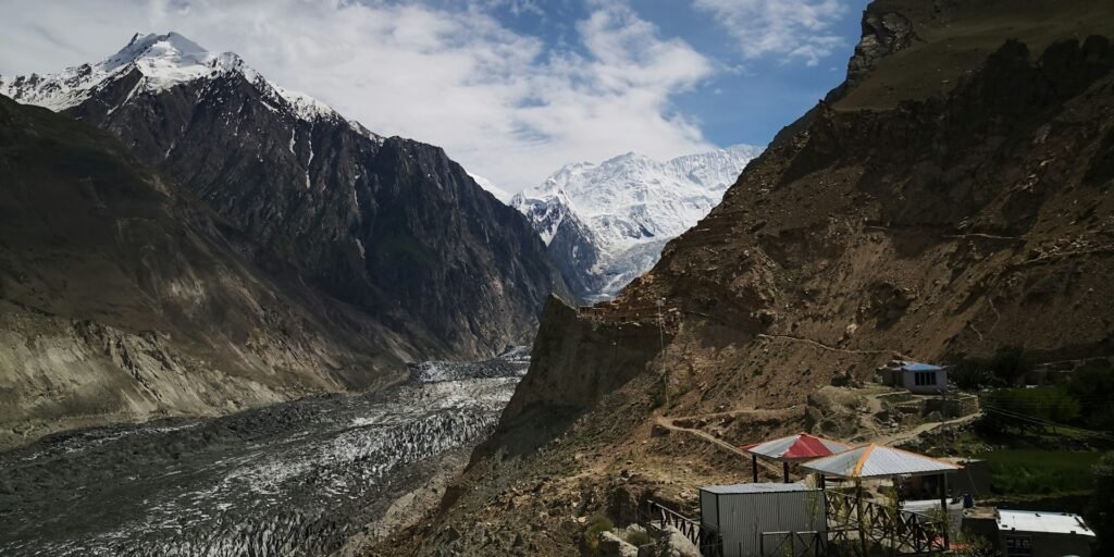 Glacier valley and campsite in the Karakoram, Gilgit-Baltistan