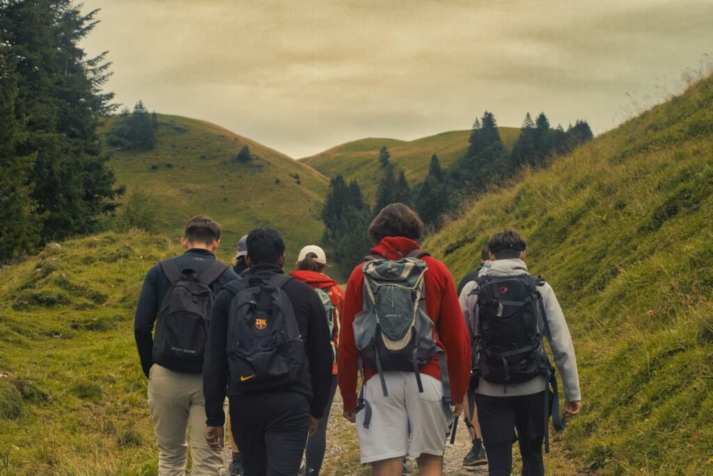 Group of hikers on a guided tour